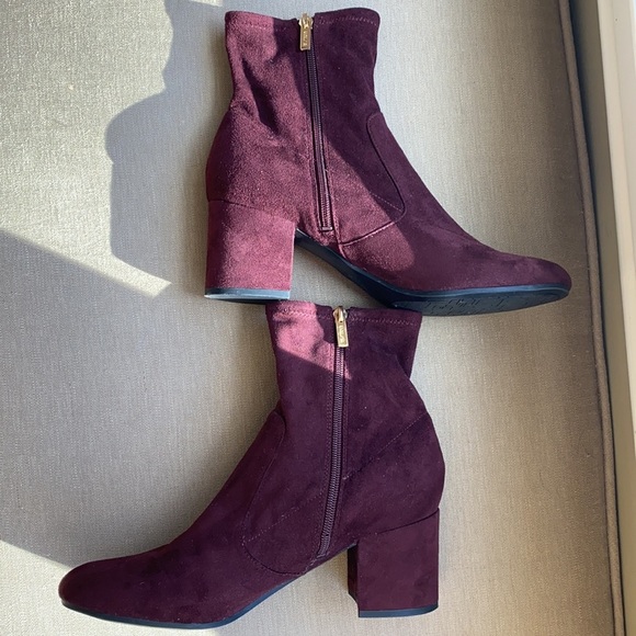 Burgundy Maroon Suede Booties - Picture 1 of 7